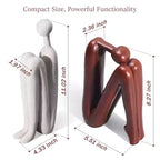 Thinker Statue Bookends, Resin Heavy-Duty Book Stoppers in White & Brown, Decorative Desk Organizer