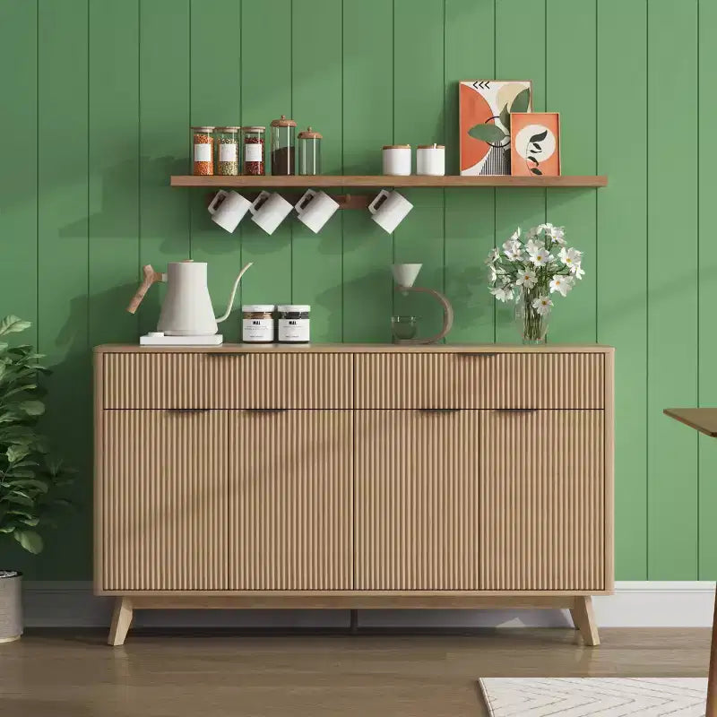 60-Inch Fluted Buffet Cabinet with 2 Drawers and 4 Doors