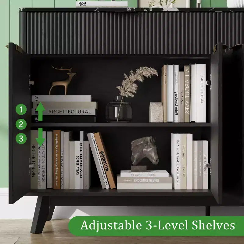 60-Inch Fluted Buffet Cabinet with 2 Drawers and 4 Doors