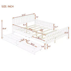 Full Size Wood Platform Bed with Guardrails and 2 Storage Drawers - Gray