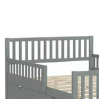 Full Size Wood Platform Bed with Guardrails and 2 Storage Drawers - Gray