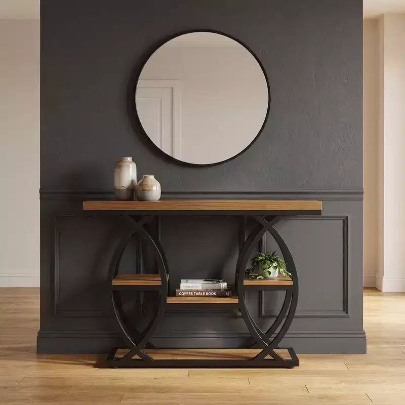 4-Tier End Table with Geometric Metal Frame