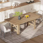 71-Inch Rectangular Dining Table for 6 to 8 People with Wood Top and Metal Base