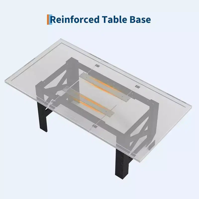 71-Inch Rectangular Dining Table for 6 to 8 People with Wood Top and Metal Base