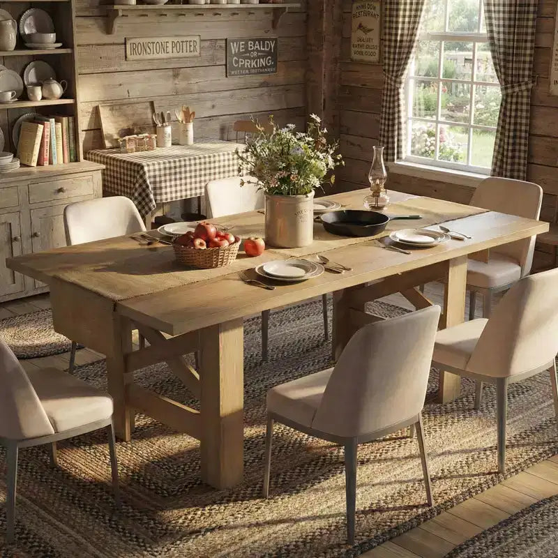 71-Inch Rectangular Dining Table for 6 to 8 People with Wood Top and Metal Base