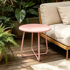 Tavolino Rotondo in Metallo da 45 cm – Tavolino da Esterno Resistente alle Intemperie per Patio, Balcone e Giardino