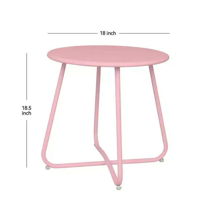 18" Round Metal Side Table - Weatherproof Outdoor End Table for Patio, Balcony & Garden