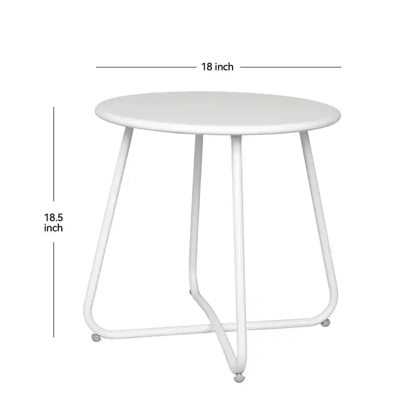 18" Round Metal Side Table - Weatherproof Outdoor End Table for Patio, Balcony & Garden