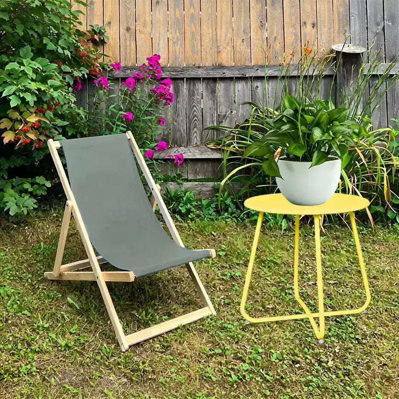 18" Round Metal Side Table - Weatherproof Outdoor End Table for Patio, Balcony & Garden