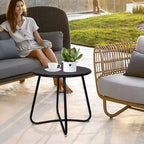 Tavolino Rotondo in Metallo da 45 cm – Tavolino da Esterno Resistente alle Intemperie per Patio, Balcone e Giardino