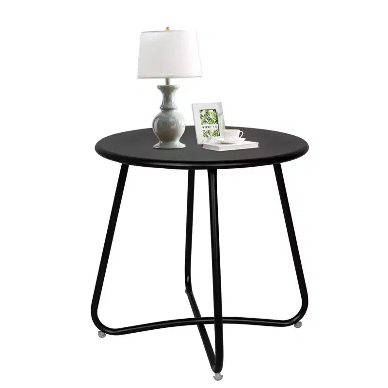 18" Round Metal Side Table - Weatherproof Outdoor End Table for Patio, Balcony & Garden