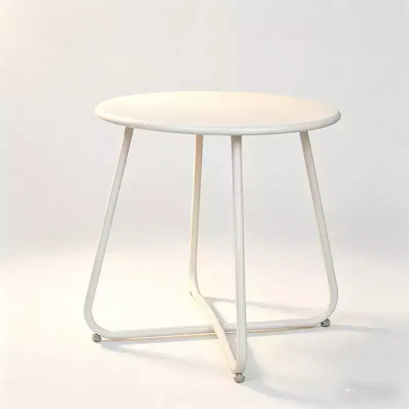 18" Round Metal Side Table - Weatherproof Outdoor End Table for Patio, Balcony & Garden