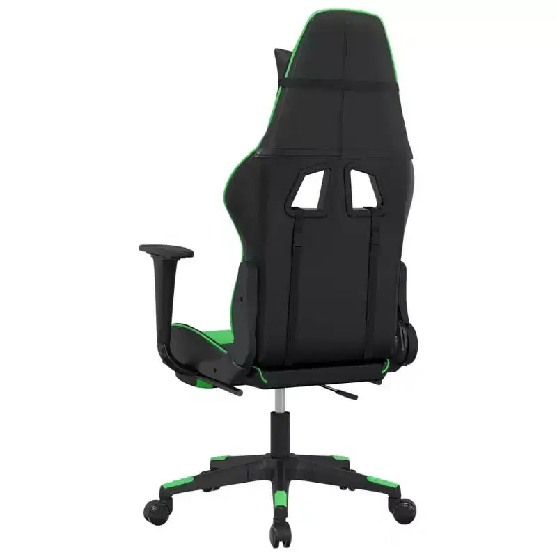 Gaming Chair with Adjustable Armrests and Reclining Backrest – Faux Leather, Black and Green
