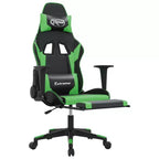 Gaming Chair with Adjustable Armrests and Reclining Backrest – Faux Leather, Black and Green