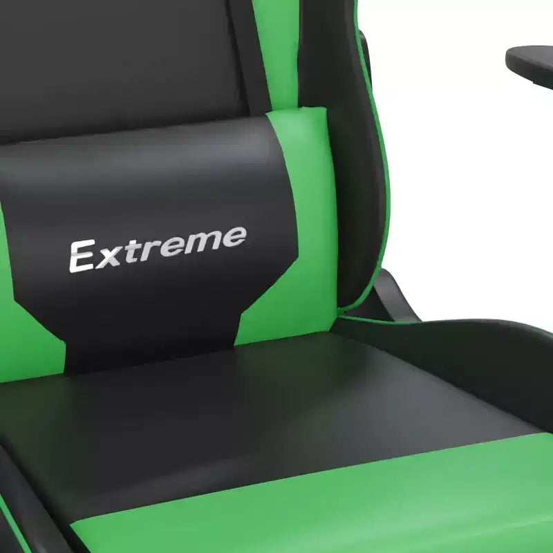 Gaming Chair with Adjustable Armrests and Reclining Backrest – Faux Leather, Black and Green
