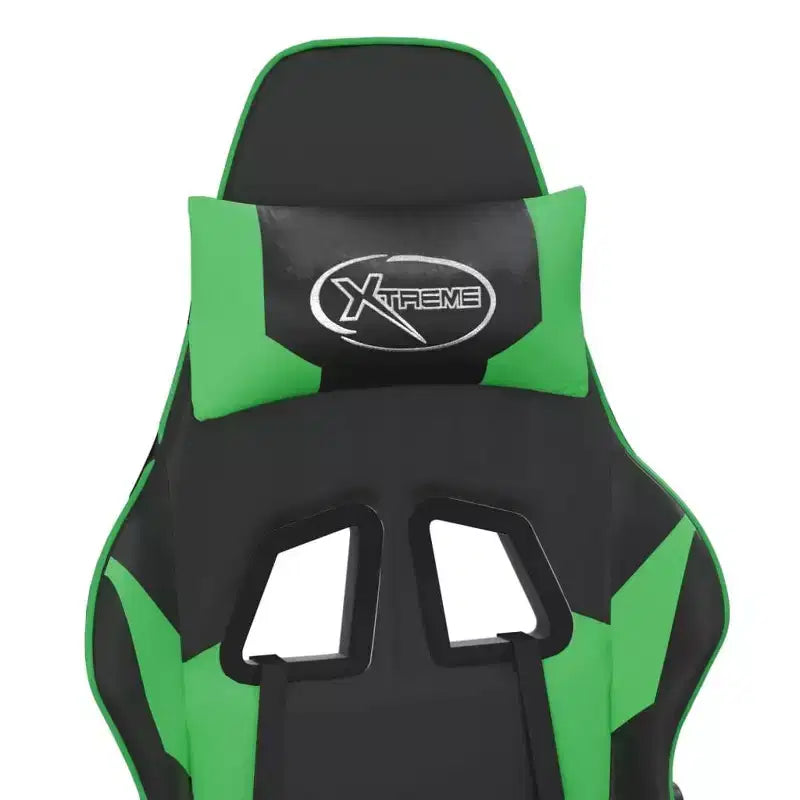 Gaming Chair with Adjustable Armrests and Reclining Backrest – Faux Leather, Black and Green