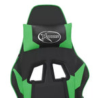 Gaming Chair with Adjustable Armrests and Reclining Backrest – Faux Leather, Black and Green