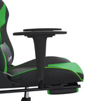Gaming Chair with Adjustable Armrests and Reclining Backrest – Faux Leather, Black and Green
