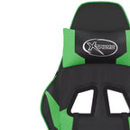 Gaming Chair with Adjustable Armrests and Reclining Backrest – Faux Leather, Black and Green
