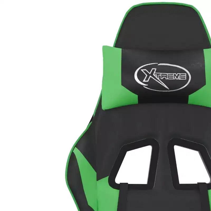 Gaming Chair with Adjustable Armrests and Reclining Backrest – Faux Leather, Black and Green