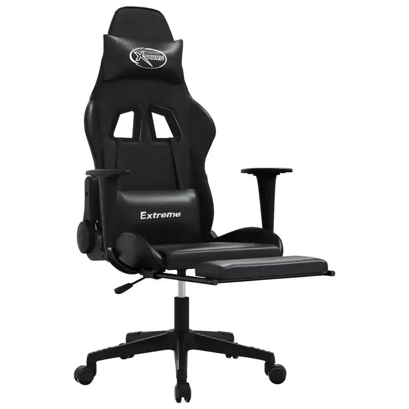 Gaming Chair with Adjustable Armrests and Reclining Backrest – Faux Leather, Black and Green