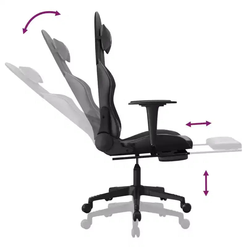 Gaming Chair with Adjustable Armrests and Reclining Backrest – Faux Leather, Black and Green