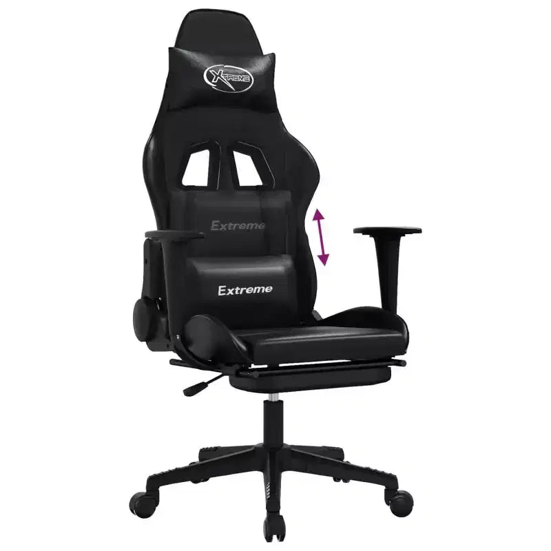 Gaming Chair with Adjustable Armrests and Reclining Backrest – Faux Leather, Black and Green