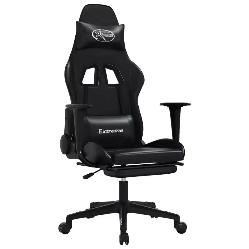 Gaming Chair with Adjustable Armrests and Reclining Backrest – Faux Leather, Black and Green