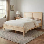 Modern Wooden Bed Frame with Panel Headboard