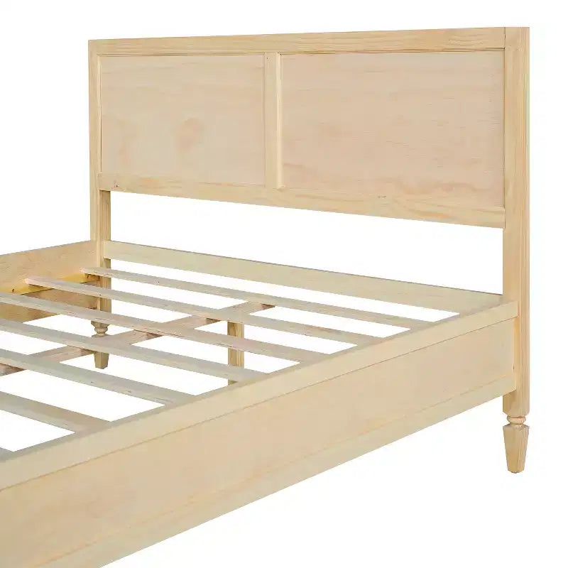 Modern Wooden Bed Frame with Panel Headboard