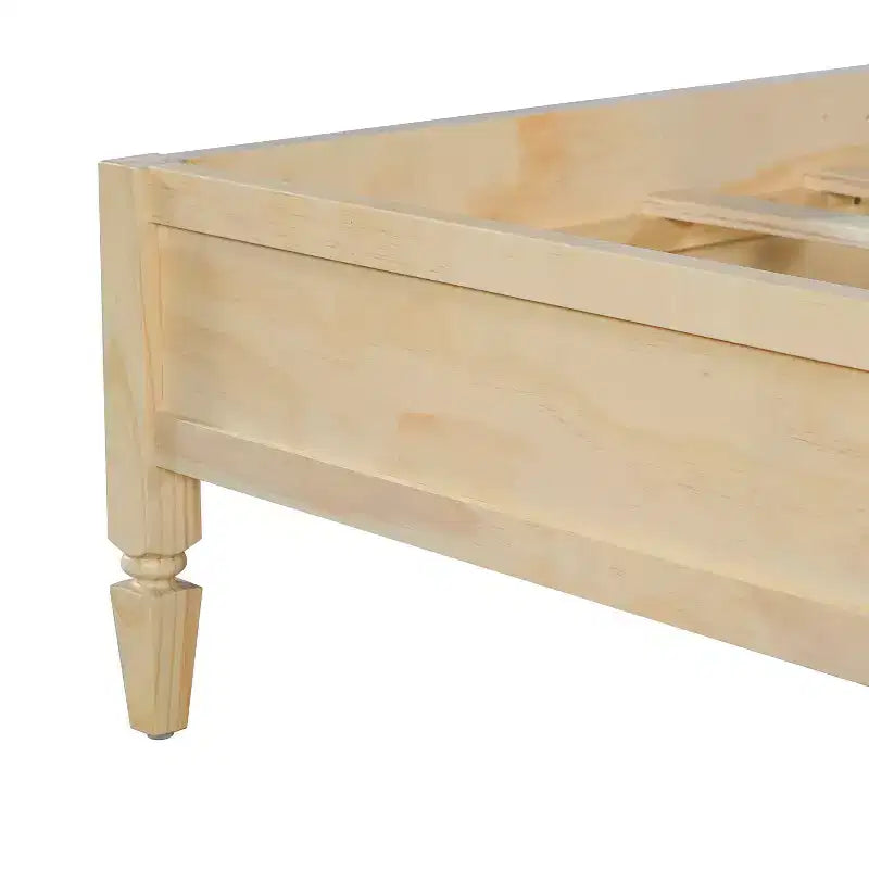 Modern Wooden Bed Frame with Panel Headboard