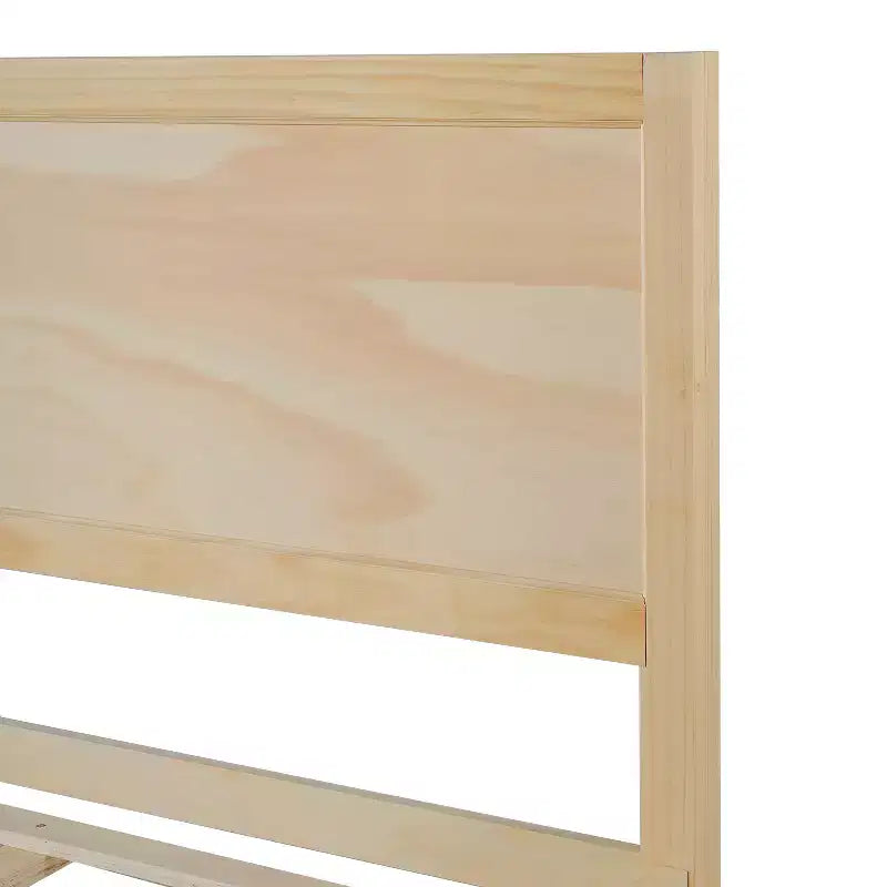 Modern Wooden Bed Frame with Panel Headboard