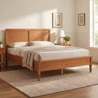 Modern Wooden Bed Frame with Panel Headboard