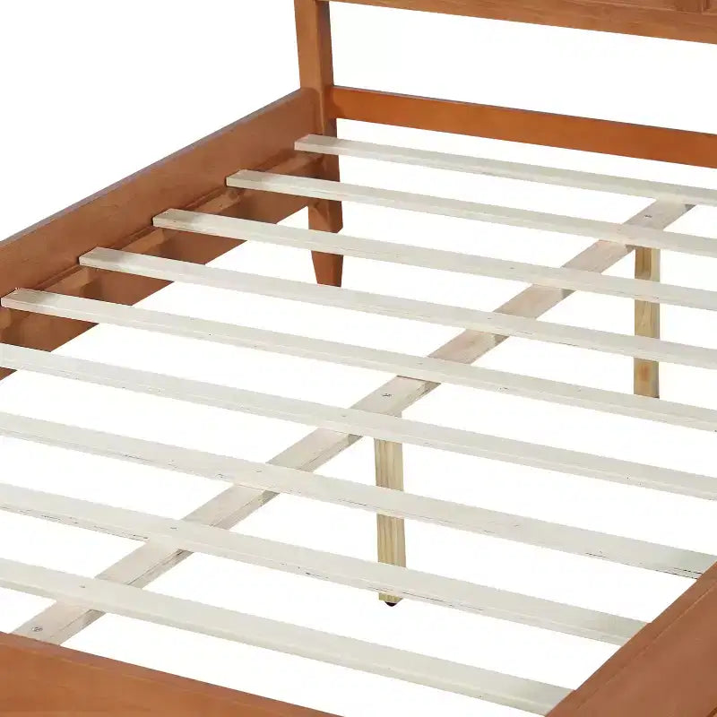 Modern Wooden Bed Frame with Panel Headboard