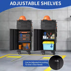 Narrow Rolling Tool Cabinet with Lockable Door and 2 Drawers, Slim Metal Organizer