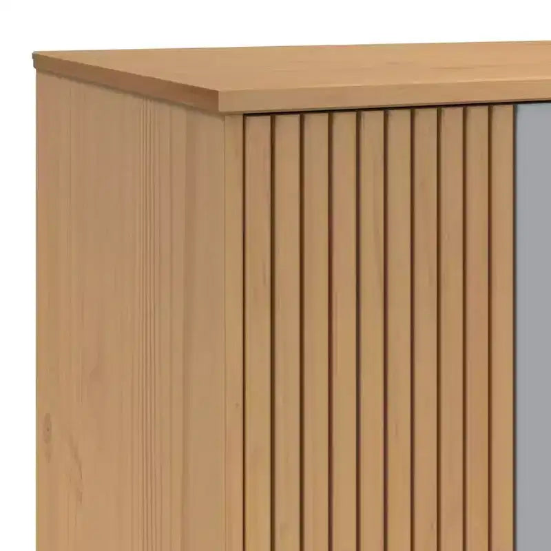 Wardrobe Grey and Brown Solid Pine Wood