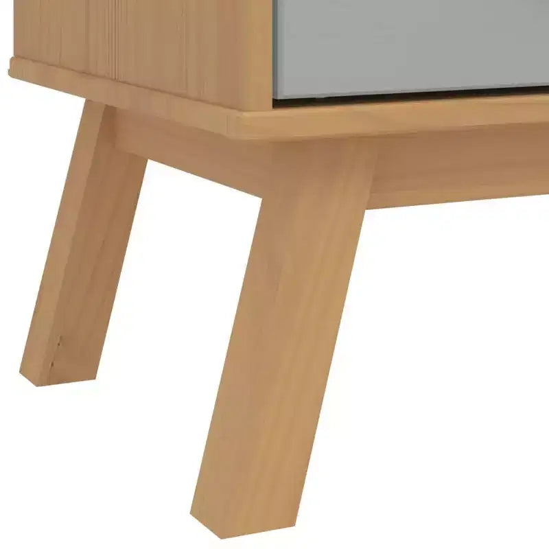Wardrobe Grey and Brown Solid Pine Wood