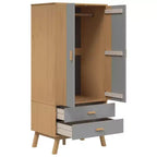 Wardrobe Grey and Brown Solid Pine Wood