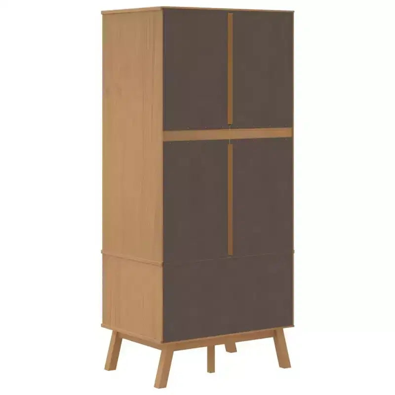 Wardrobe Grey and Brown Solid Pine Wood