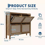 Narrow Rattan Shoe Storage Cabinet with 4 Flip-Down Drawers, Brown
