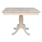 29.1" Square Top Pedestal Dining Table - Unfinished Solid Wood, Seats 4