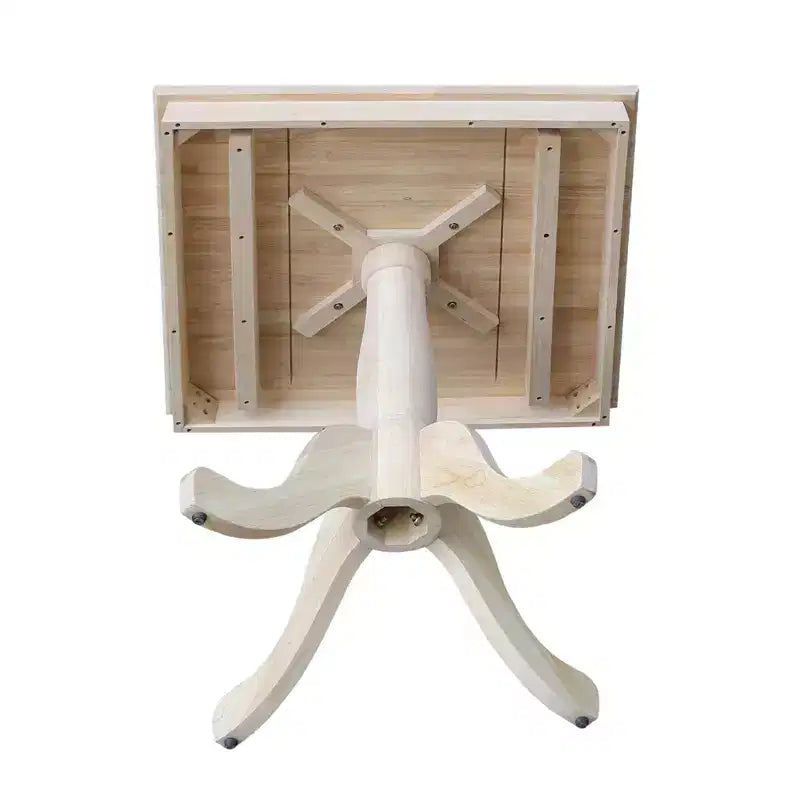 29.1" Square Top Pedestal Dining Table - Unfinished Solid Wood, Seats 4