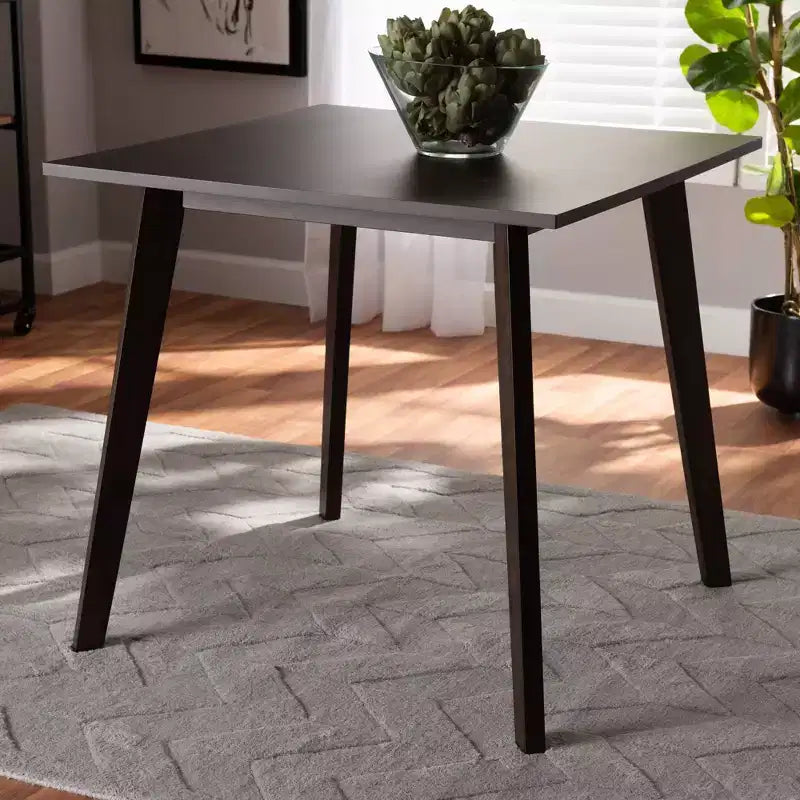 Square Wood Dining Table - Dark Brown