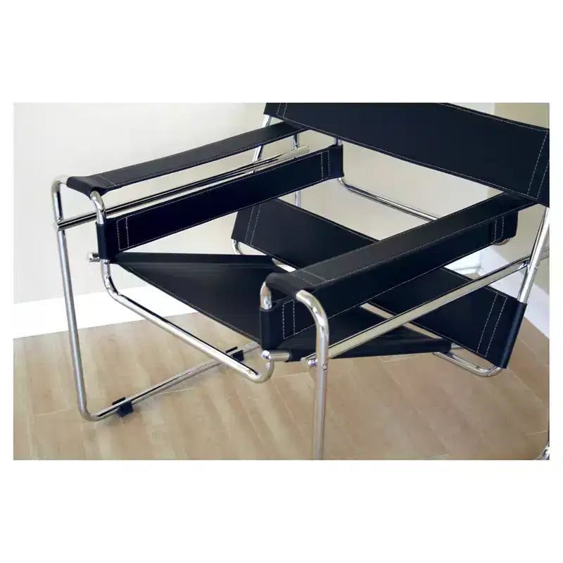 Black Faux Leather Accent Chair with Steel Frame