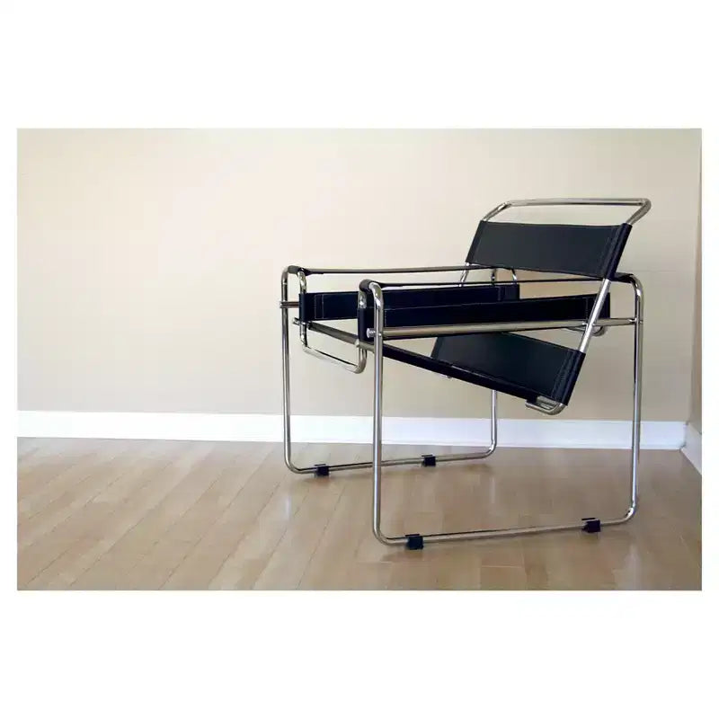 Black Faux Leather Accent Chair with Steel Frame