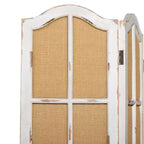 3-Panel Farmhouse Wood Room Divider Screen - Beige