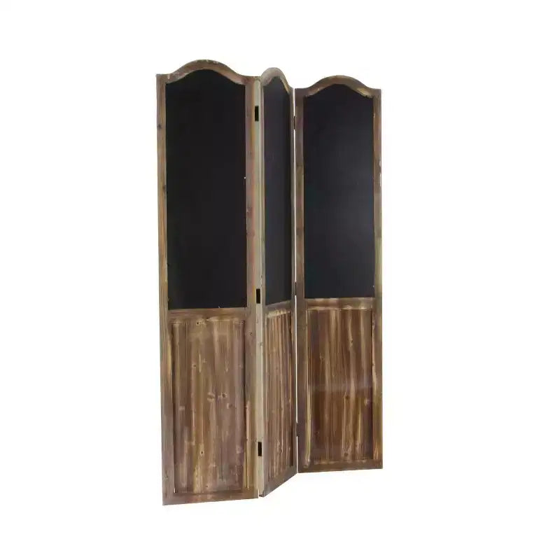 3-Panel Farmhouse Wood Room Divider Screen - Beige