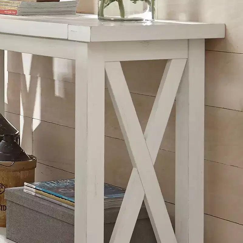 Off-White Console Table with Open Shelf