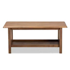 Rectangular Wood Coffee Table with Lower Shelf - Brown