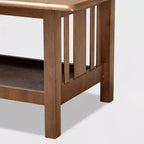 Rectangular Wood Coffee Table with Lower Shelf - Brown